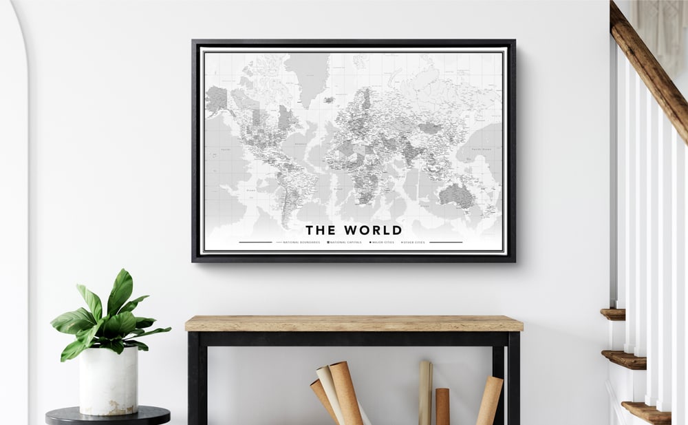Ontdek de wereld vanuit je woonkamer met onze stijlvolle Wereldkaarten. Elegant ontwerp, perfect voor reizigers en dromers.