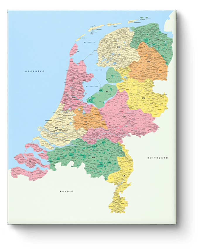 Landkaart Nederland op canvas