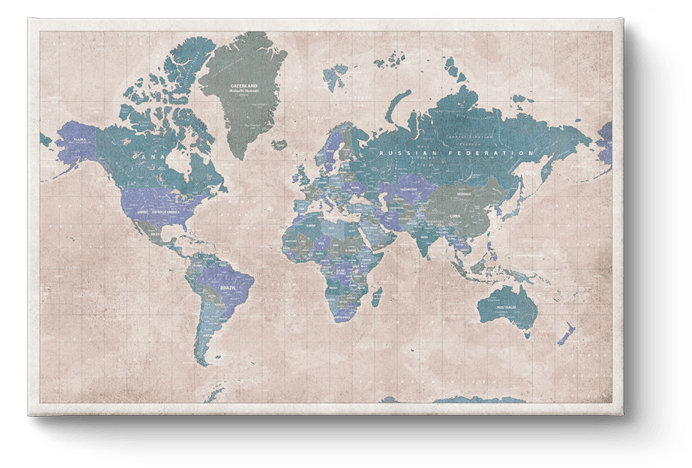 Wereldkaart op canvasdoek