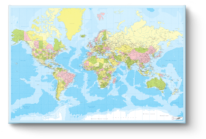 Wereldkaart op linnen