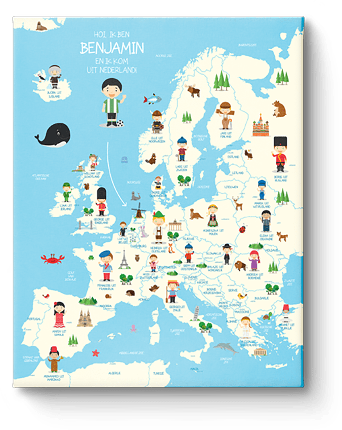 Landkaart Europa op doek