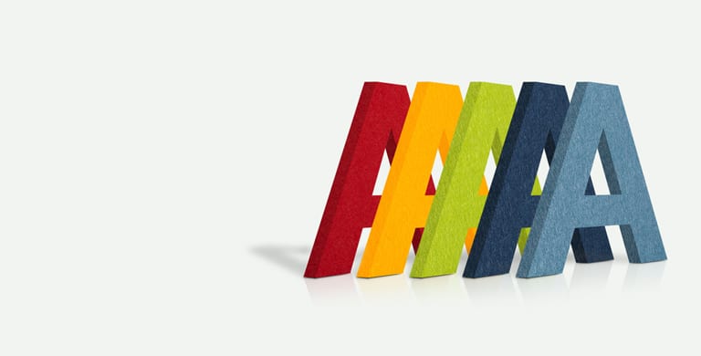 Vilt Letters kiezen uit 8 prachtige lettertypes en 15 hippe kleuren voor elk interieur. Rood, geel, groen en blauw Vilt.