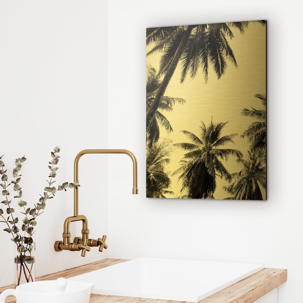 Foto op geborsteld goudkleurig aluminium