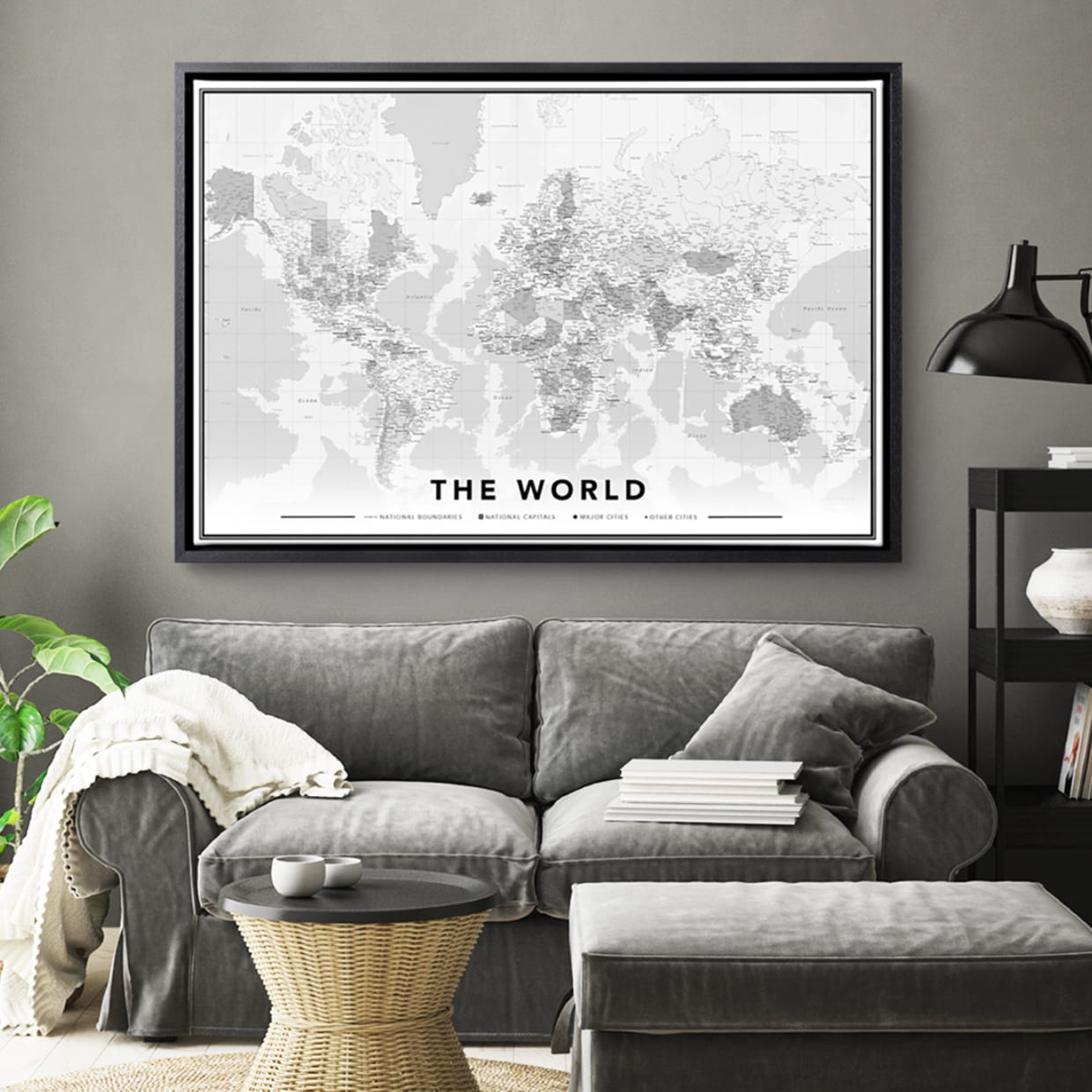 Landkaart op canvas