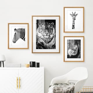 Foto muur collage fotolijsten eiken