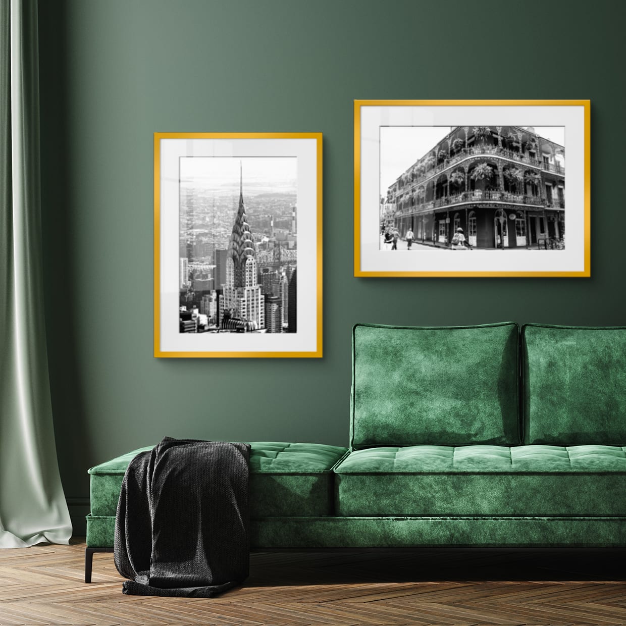 Goudkleurige fotolijsten
